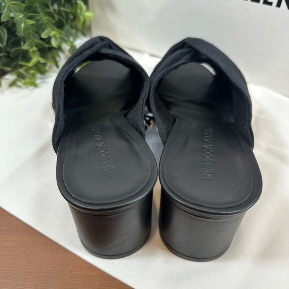 Rebecca Allen Women's The Twist Black Linen Slide Sandals Size 9.5 - Picture 5 of 7